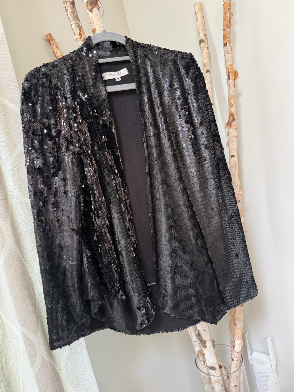 Black Sequin cape blazer